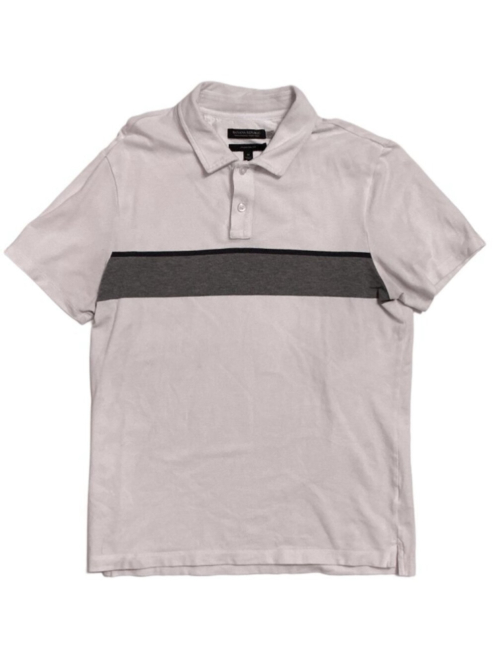 Banana Republic Men’s Polo Shirt Medium White Gray Stripe